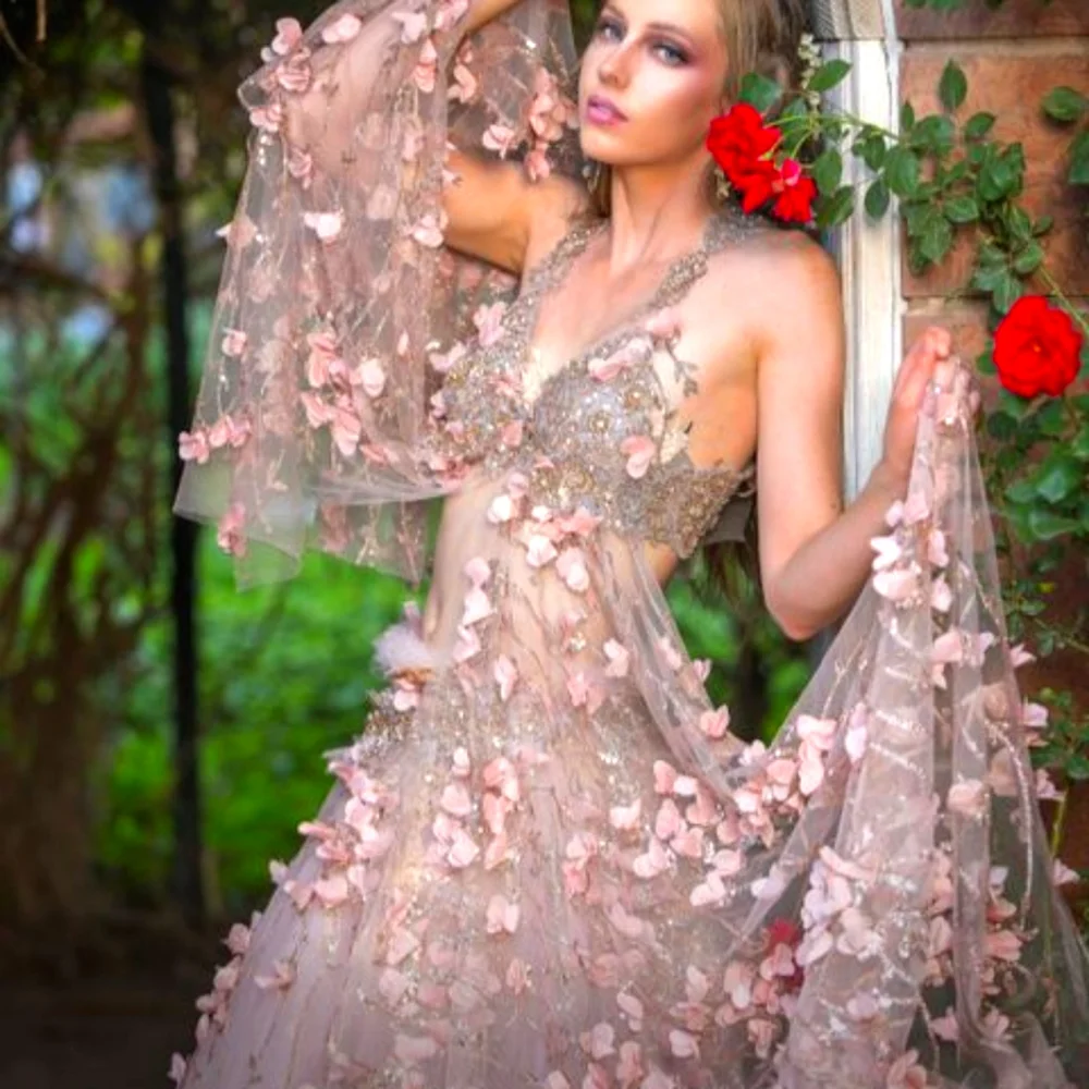 "TUSCANY" Blush & Rose Gold Floral Lace Tulle Wedding Ballgown Set - Picture 7 of 11